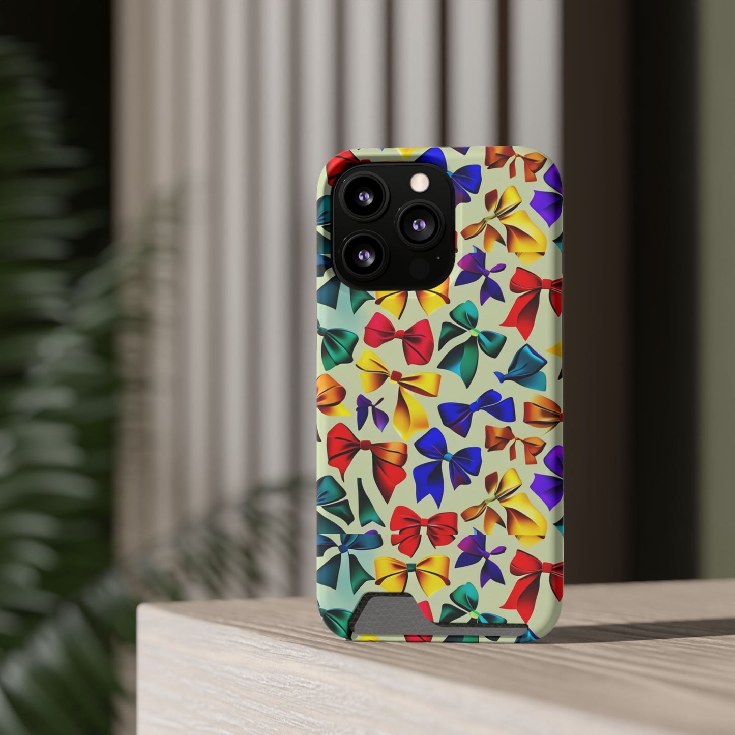 Colorful Bow Pattern Phone Card Case — Slim Wallet Phone Case