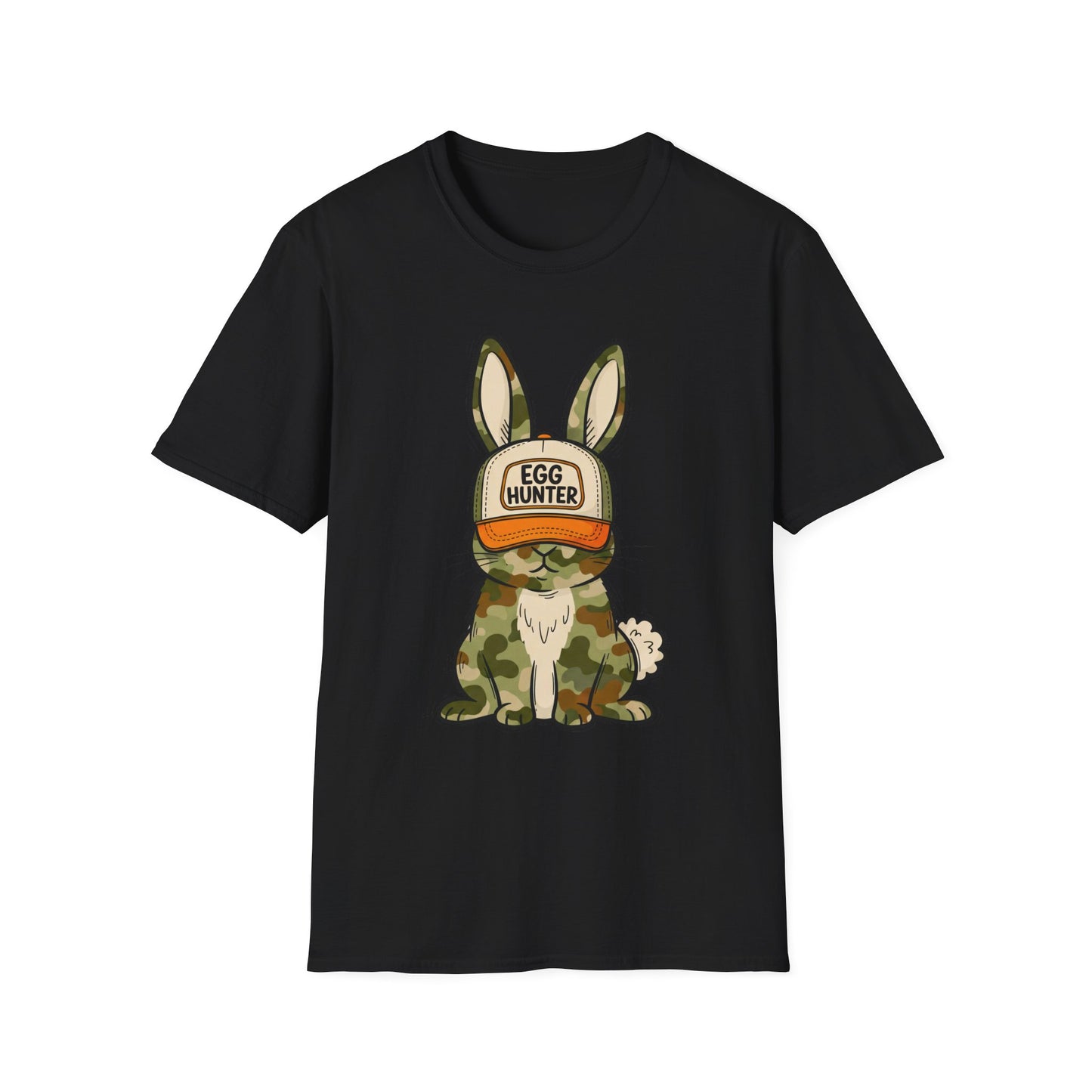Egg Hunter Bunny T-Shirt — Camouflage Rabbit Graphic Tee for Easter