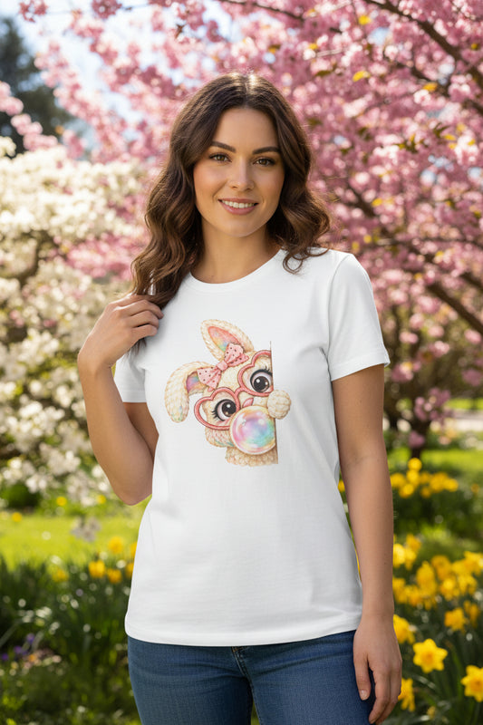 Cute Peekaboo Bunny T-Shirt — Adorable Bunny Blowing Bubble Design