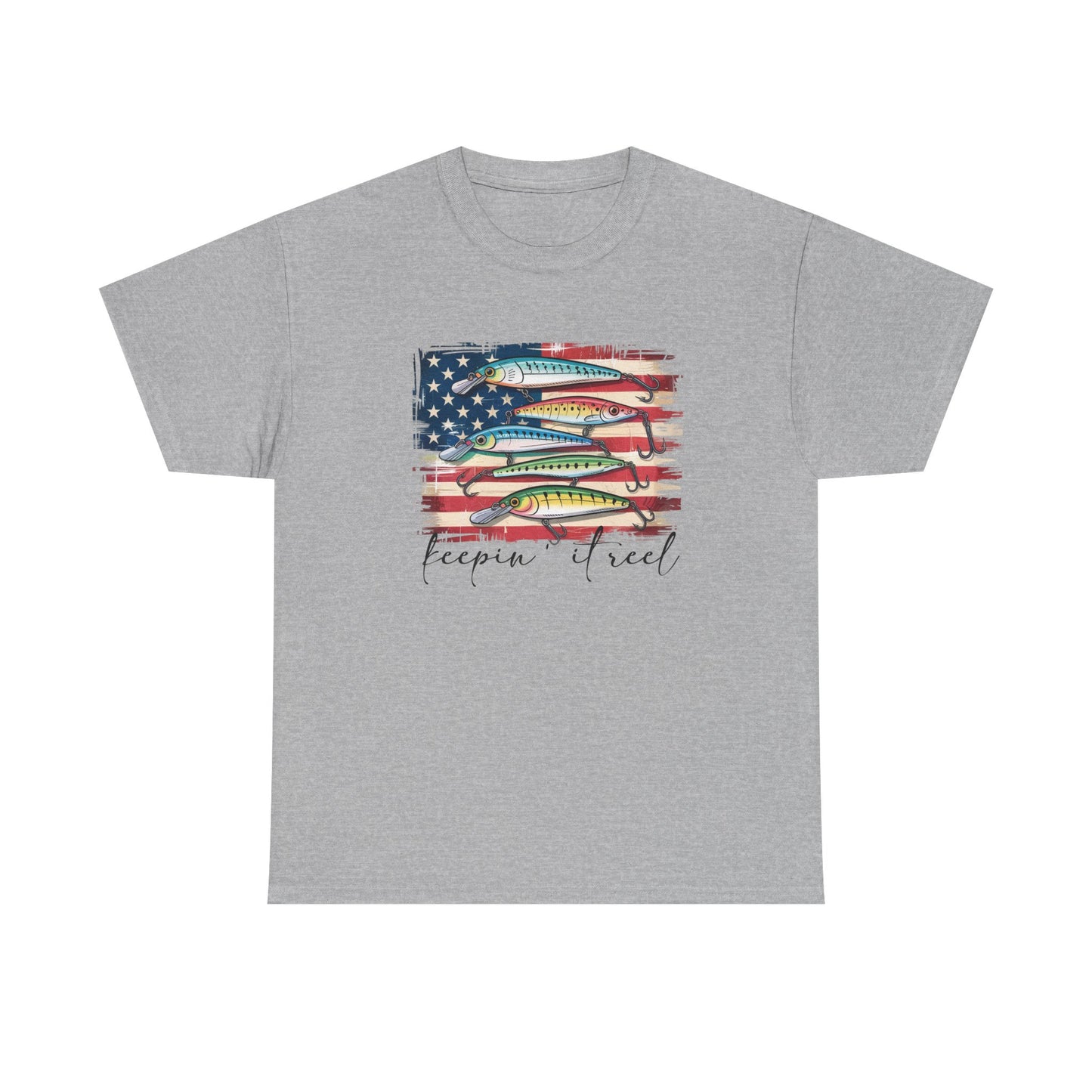 T-Shirt — American Flag Fish Graphic "Keepin' It Reel" | Patriotic Fishing Tee