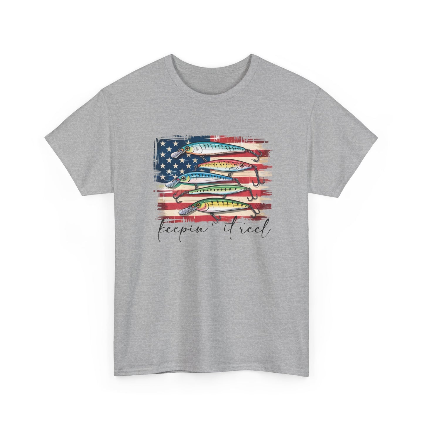 T-Shirt — American Flag Fish Graphic "Keepin' It Reel" | Patriotic Fishing Tee