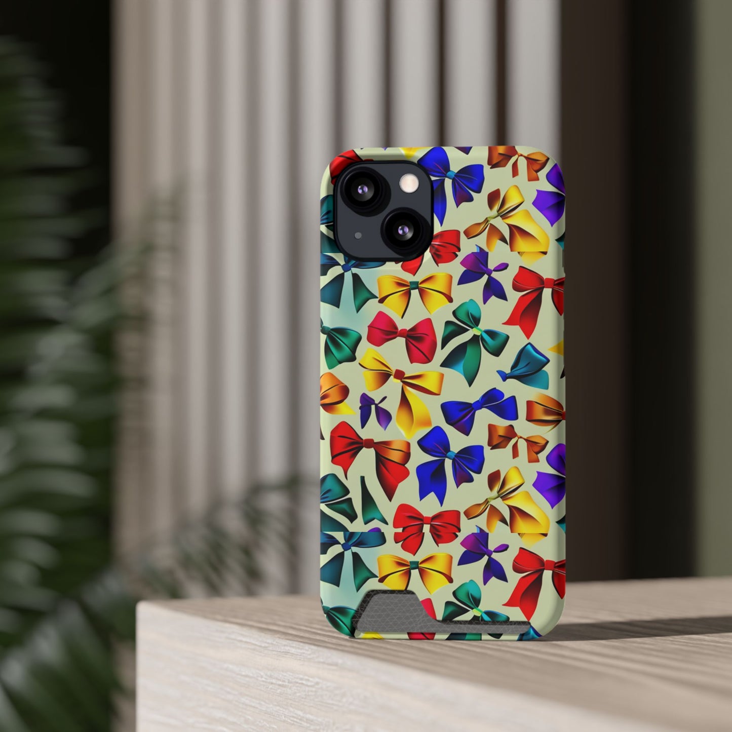 Colorful Bow Pattern Phone Card Case — Slim Wallet Phone Case