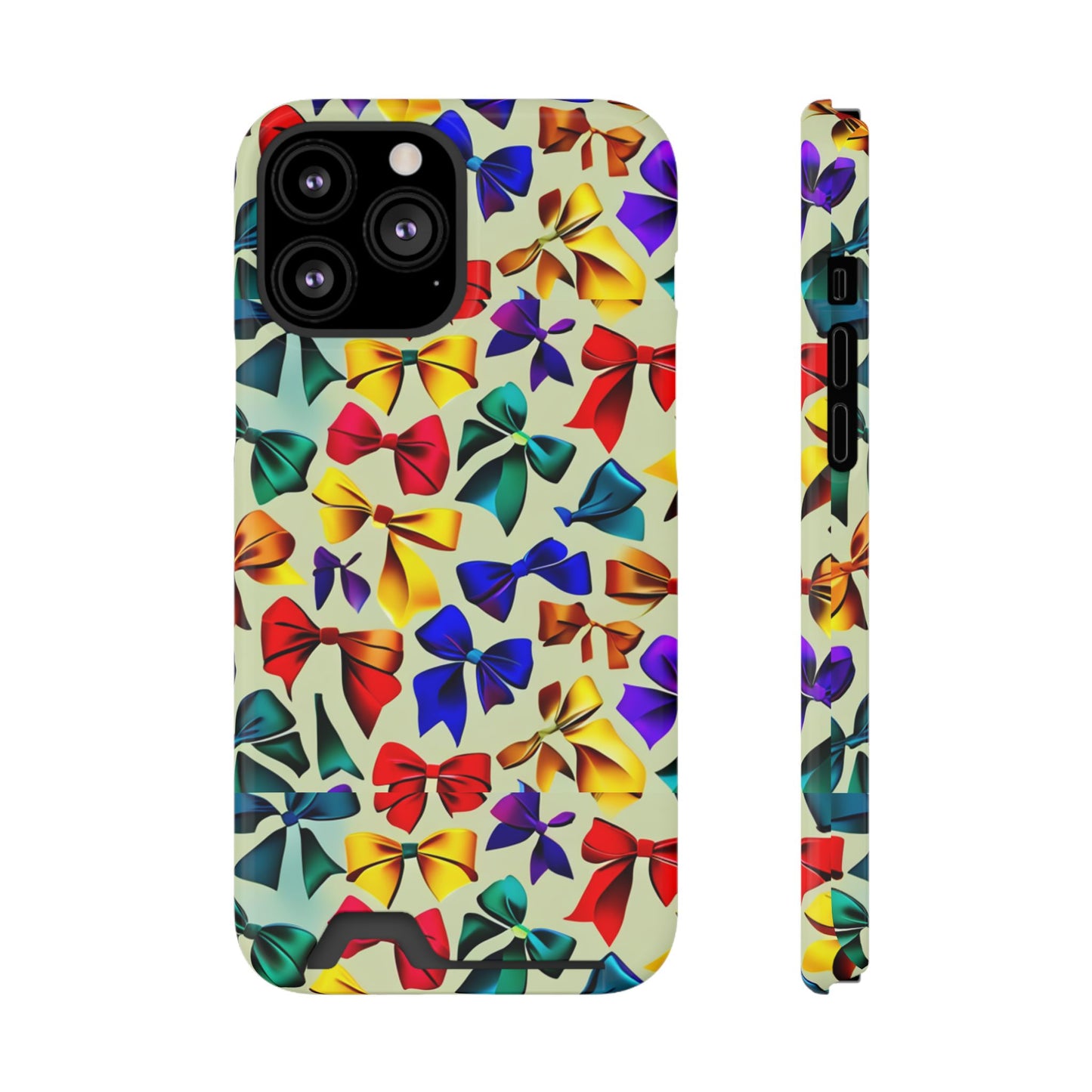 Colorful Bow Pattern Phone Card Case — Slim Wallet Phone Case