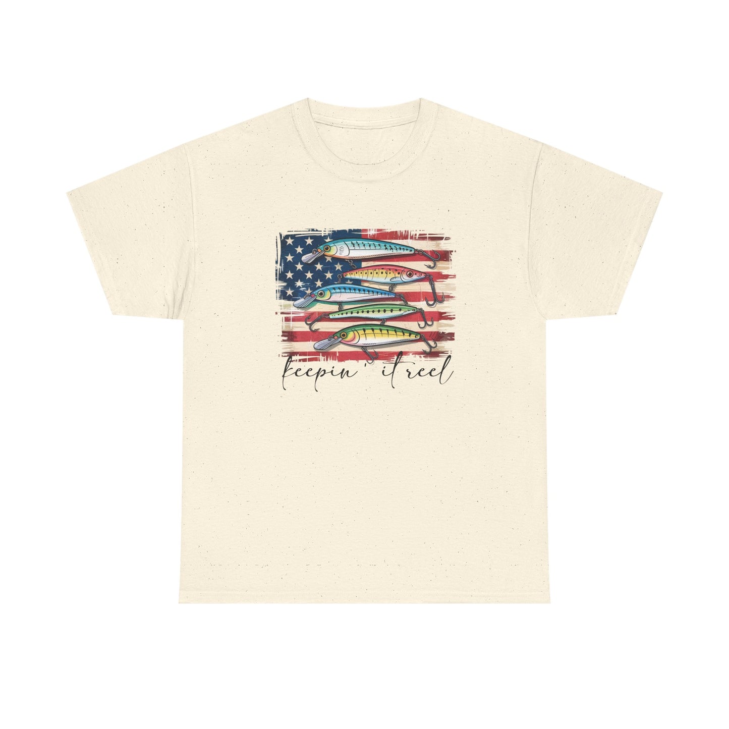 T-Shirt — American Flag Fish Graphic "Keepin' It Reel" | Patriotic Fishing Tee