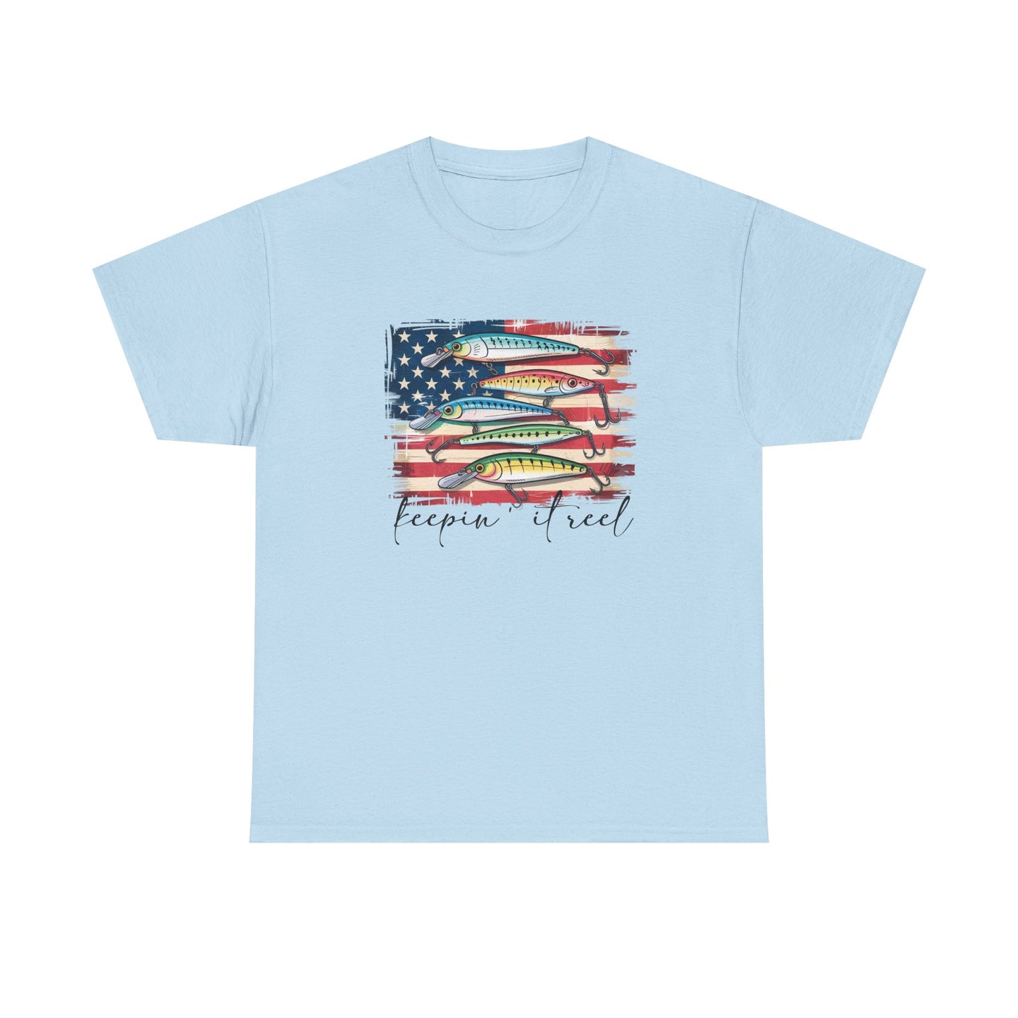 T-Shirt — American Flag Fish Graphic "Keepin' It Reel" | Patriotic Fishing Tee