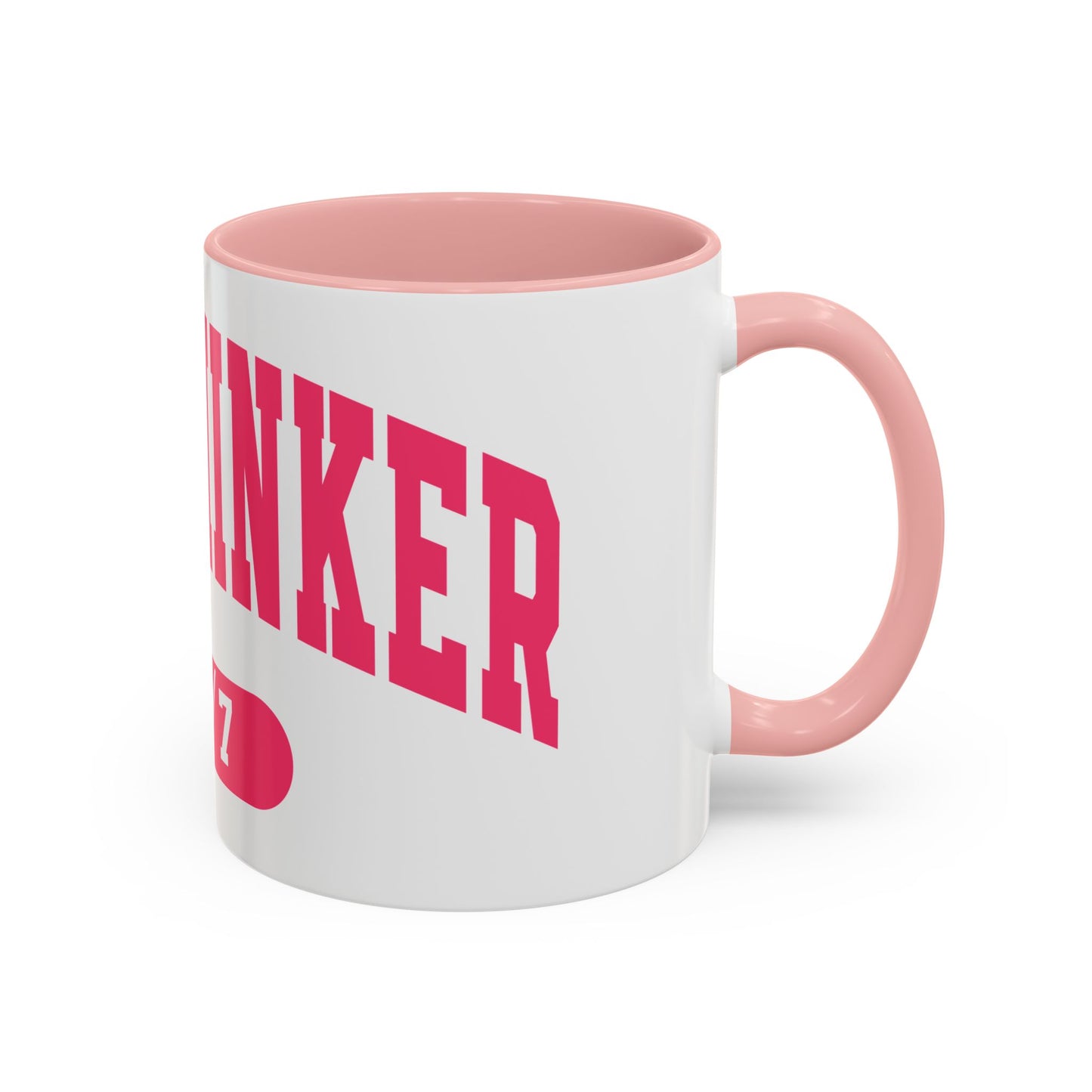 Overthinker 24/7 Accent Coffee Mug — Funny Pink Mental Health Gift