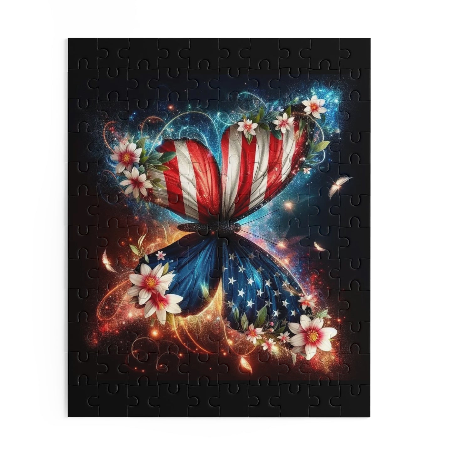 American Flag Butterfly Puzzle — Patriotic 120/252/500-Piece Jigsaw