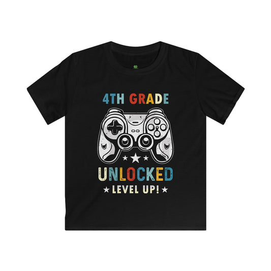 4th Grade Unlocked Level Up Kids T-Shirt – Video Game Controller Back-to-School Tee