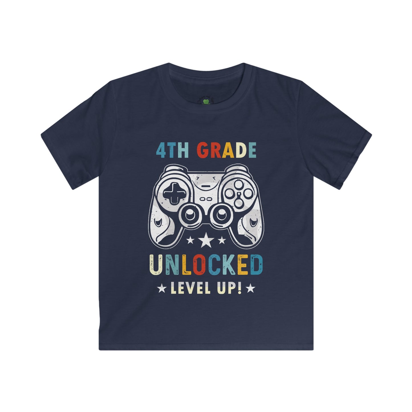 4th Grade Unlocked Level Up Kids T-Shirt – Video Game Controller Back-to-School Tee