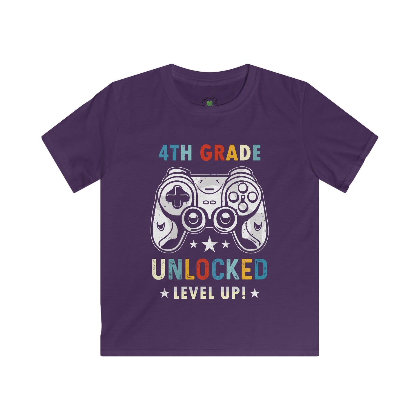 4th Grade Unlocked Level Up Kids T-Shirt – Video Game Controller Back-to-School Tee