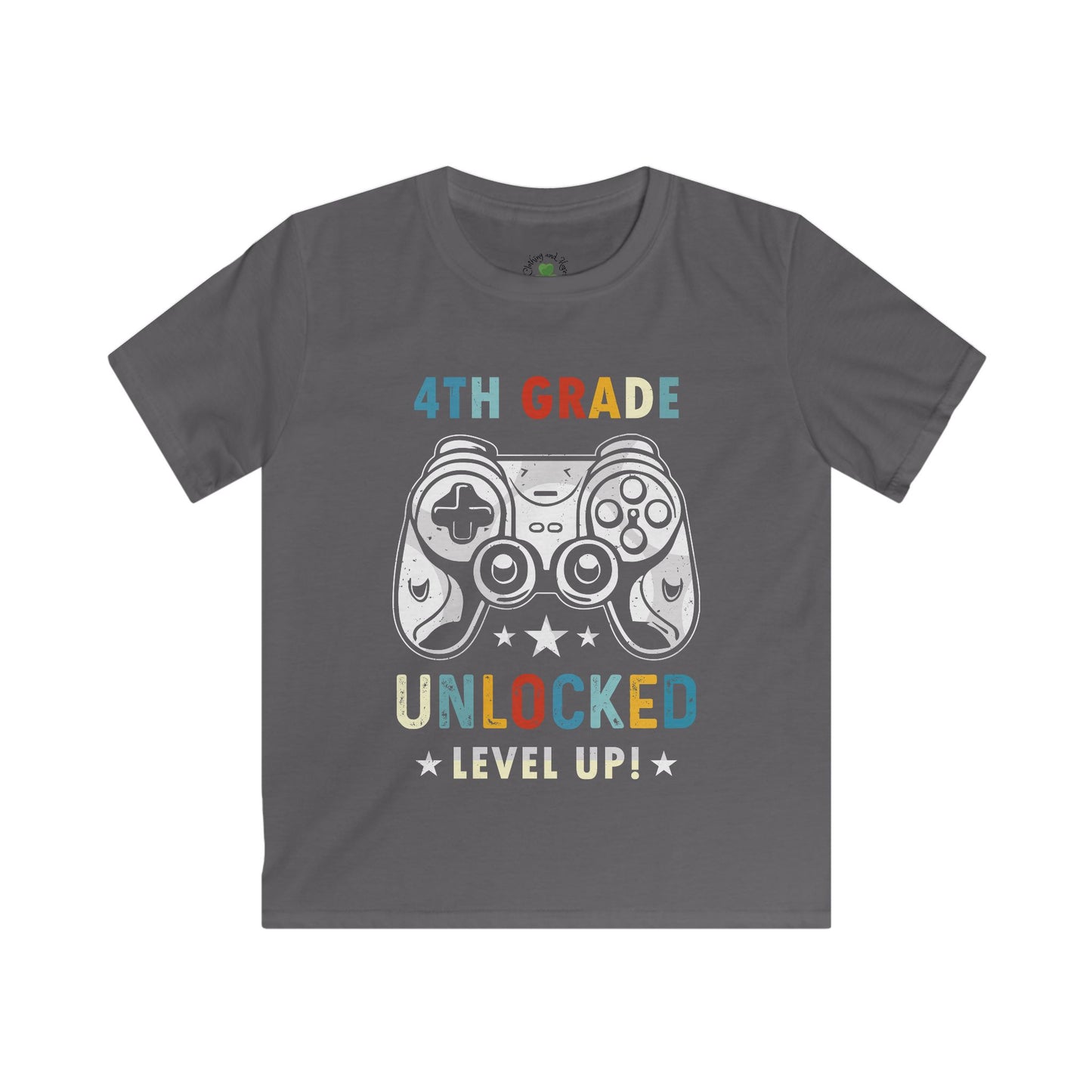 4th Grade Unlocked Level Up Kids T-Shirt – Video Game Controller Back-to-School Tee