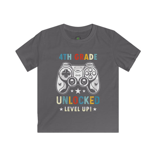 4th Grade Unlocked Level Up Kids T-Shirt – Video Game Controller Back-to-School Tee