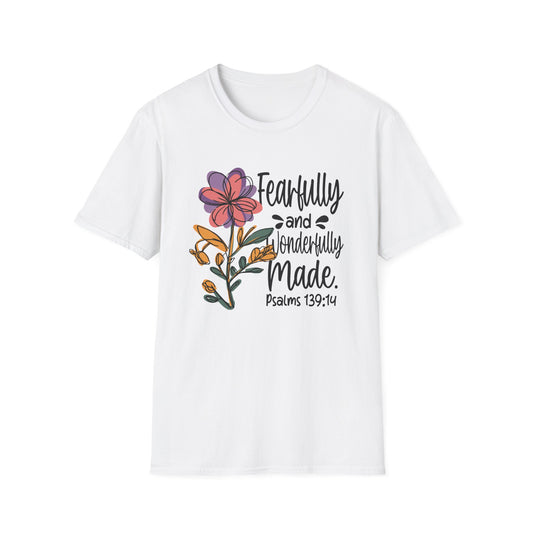 Fearfully and Wonderfully Made Unisex T-Shirt | Inspirational Floral Tee, Christian Gift, Everyday Comfort, Faith-Based Apparel