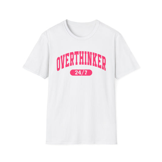 Overthinker Unisex Softstyle T-Shirt, Casual Tee, Gift for Thinkers, Everyday Wear, Motivational Shirt, Cool Graphic Tee
