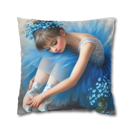 Blue Ballerina Spun Polyester Square Pillowcase