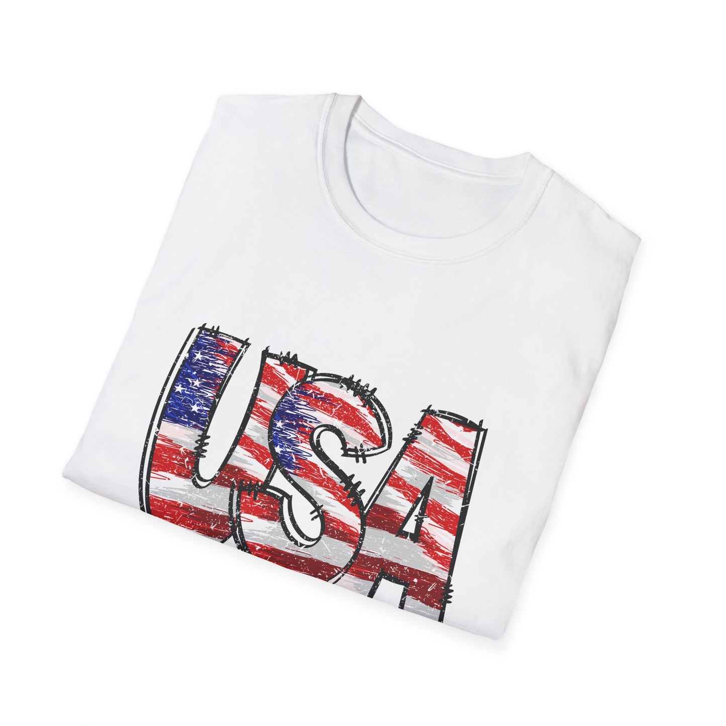 USA Flag Unisex Softstyle T-Shirt - Patriotic Tee, July 4th Shirt, Casual Summer Wear, Gift for Veterans, Comfortable Everyday Style