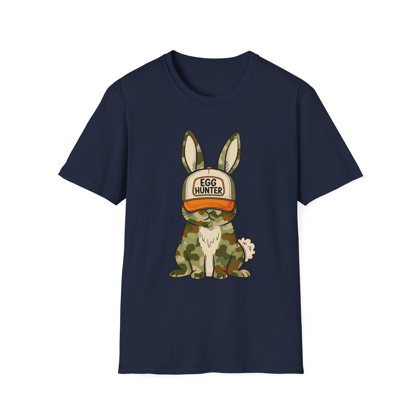 Egg Hunter Bunny T-Shirt — Camouflage Rabbit Graphic Tee for Easter