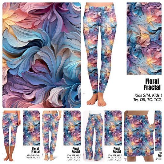 Floral Fractal leggings, capris and skorts