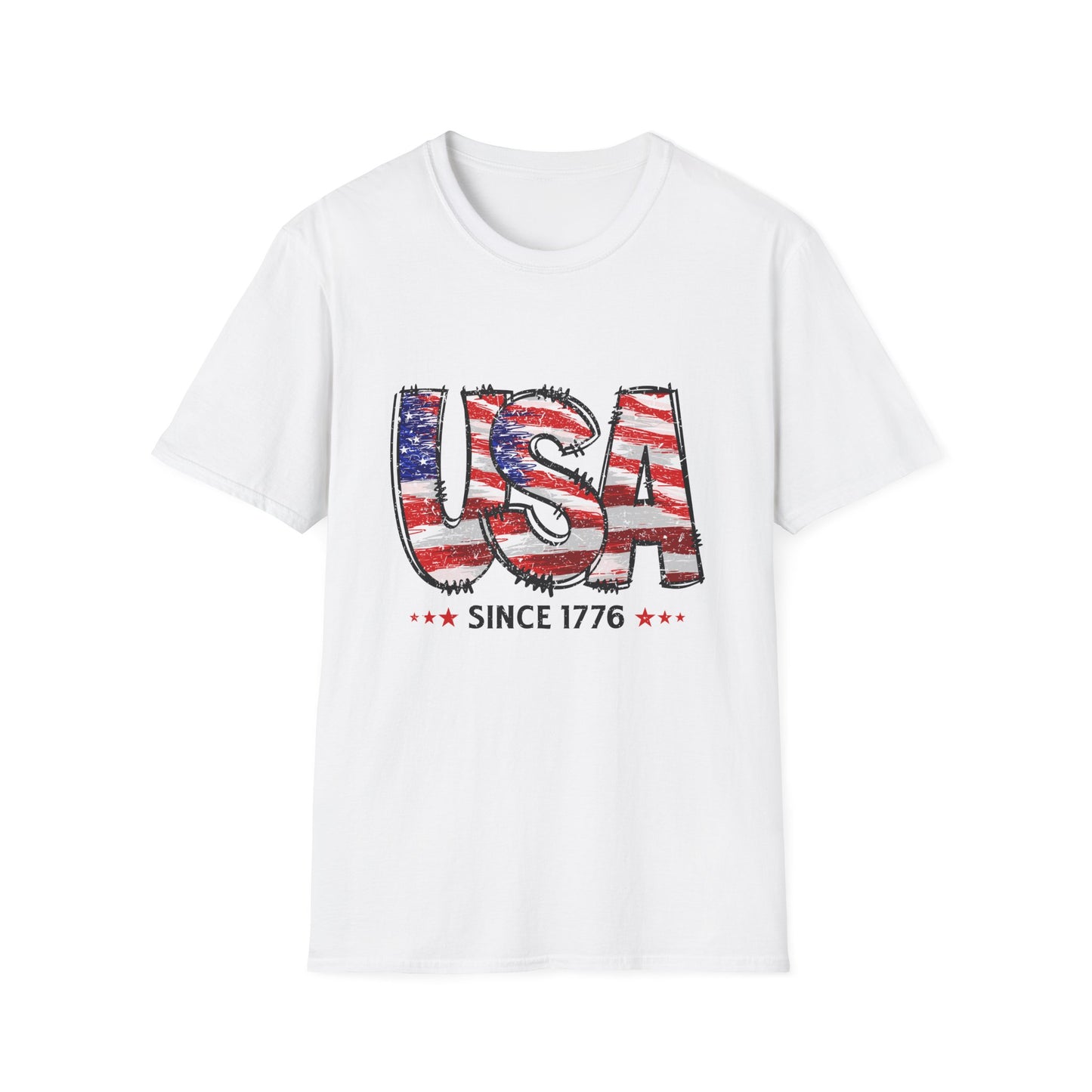 USA Flag Unisex Softstyle T-Shirt - Patriotic Tee, July 4th Shirt, Casual Summer Wear, Gift for Veterans, Comfortable Everyday Style