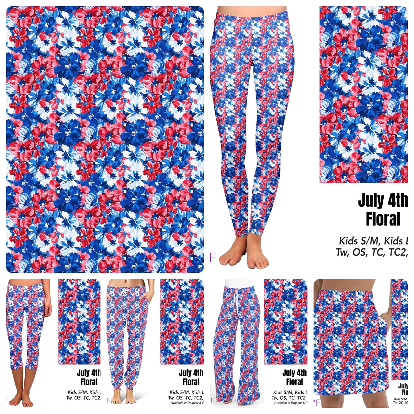 July 4th Floral capris and skorts with pockets