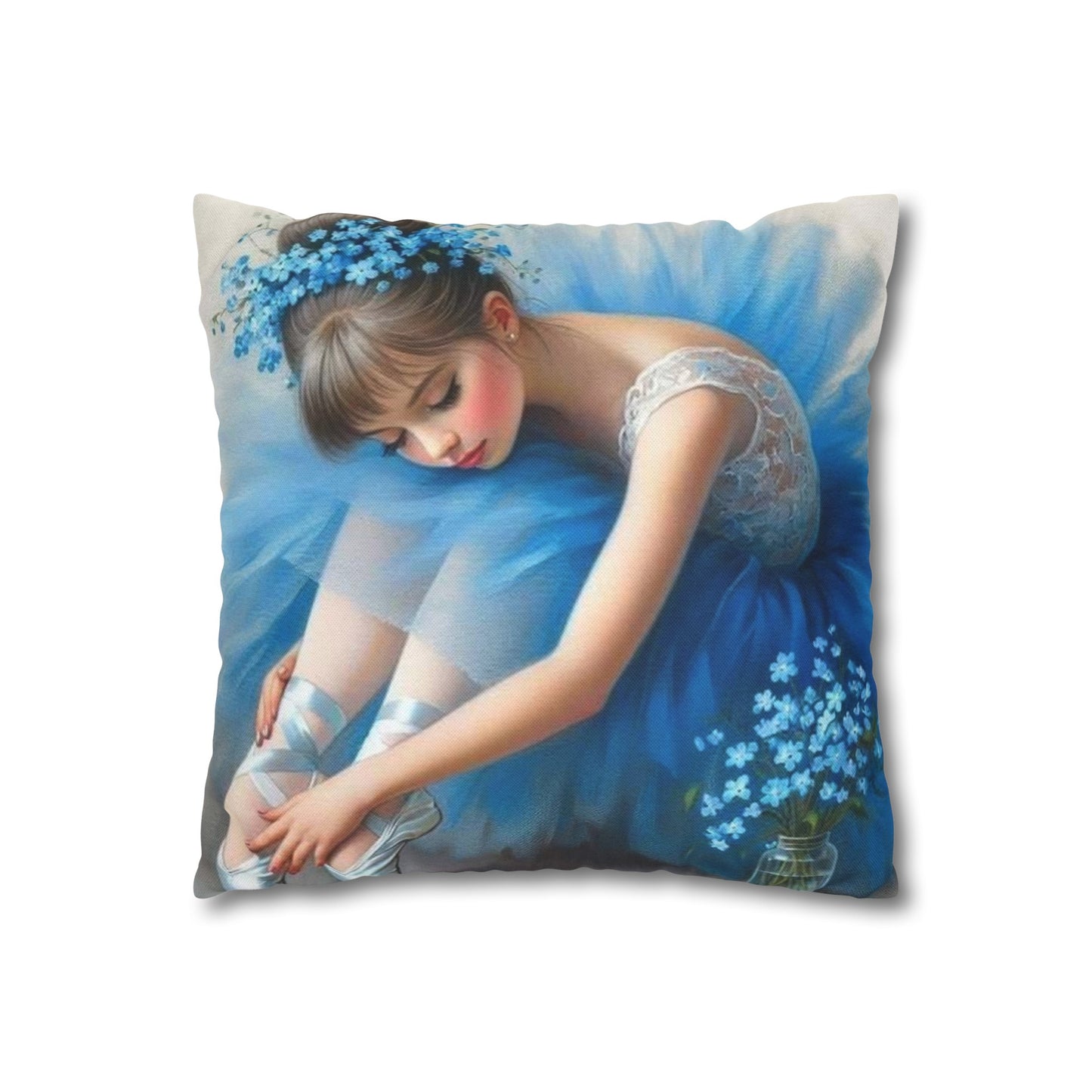 Blue Ballerina Spun Polyester Square Pillowcase