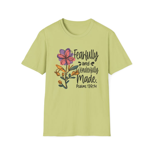 Fearfully and Wonderfully Made Unisex T-Shirt | Inspirational Floral Tee, Christian Gift, Everyday Comfort, Faith-Based Apparel