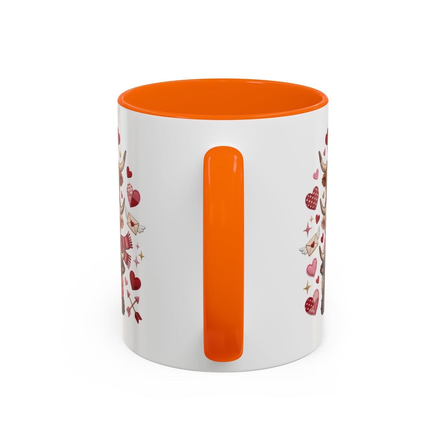 Valentine Highland Cow Stack Accent Mug – Cute Hearts & Love Letters (11/15oz)