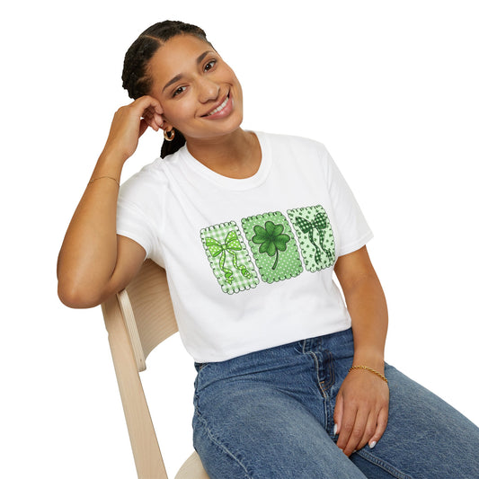 St. Patrick’s Day Shamrock T-Shirt — Green Clover Trio Tee