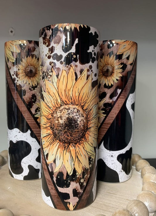 Sunflower Cow Tumbler