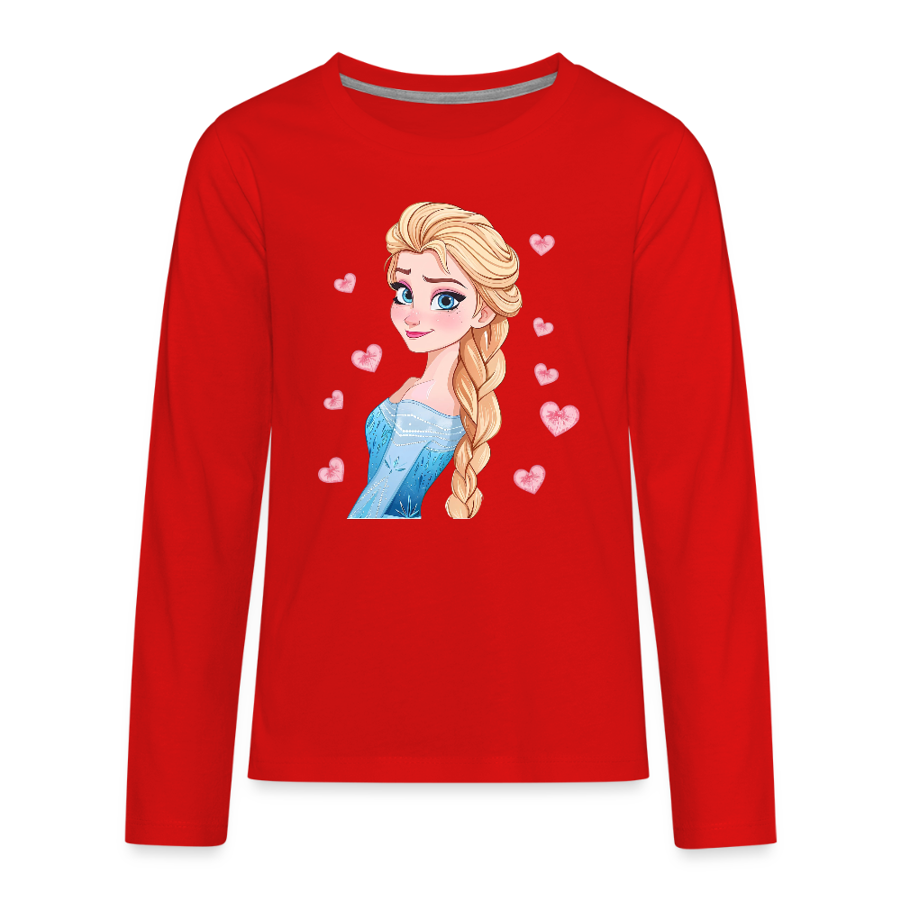 Princess With Hearts Kids' Premium Long Sleeve T-Shirt - red