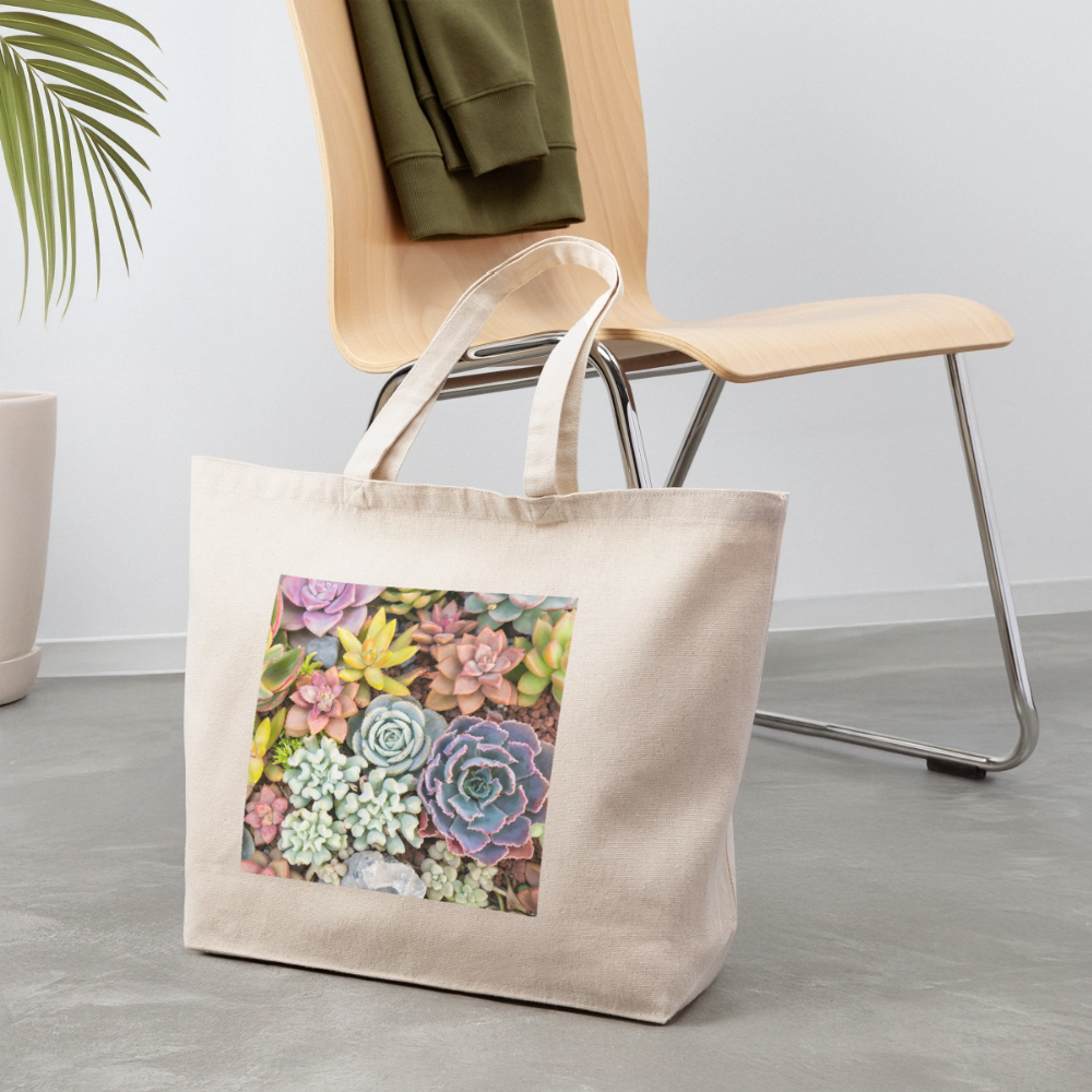 Succulent Eco-Friendly Cotton Tote - natural