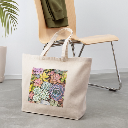Succulent Eco-Friendly Cotton Tote - natural