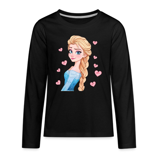Princess With Hearts Kids' Premium Long Sleeve T-Shirt - black