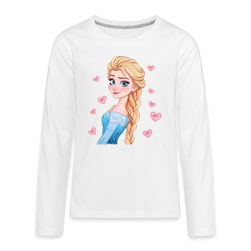 Princess With Hearts Kids' Premium Long Sleeve T-Shirt - white