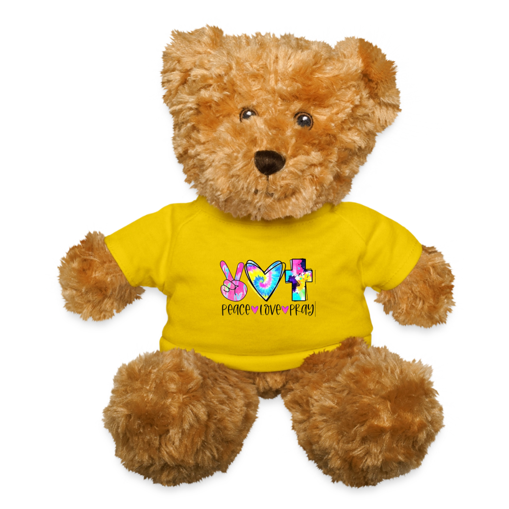 Peace, Love, Pray Teddy Bear - yellow