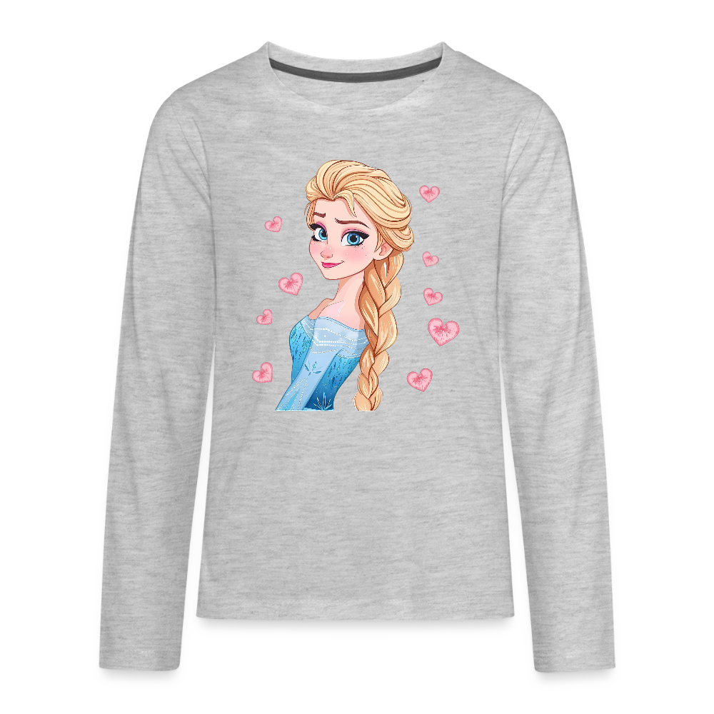 Princess With Hearts Kids' Premium Long Sleeve T-Shirt - heather gray