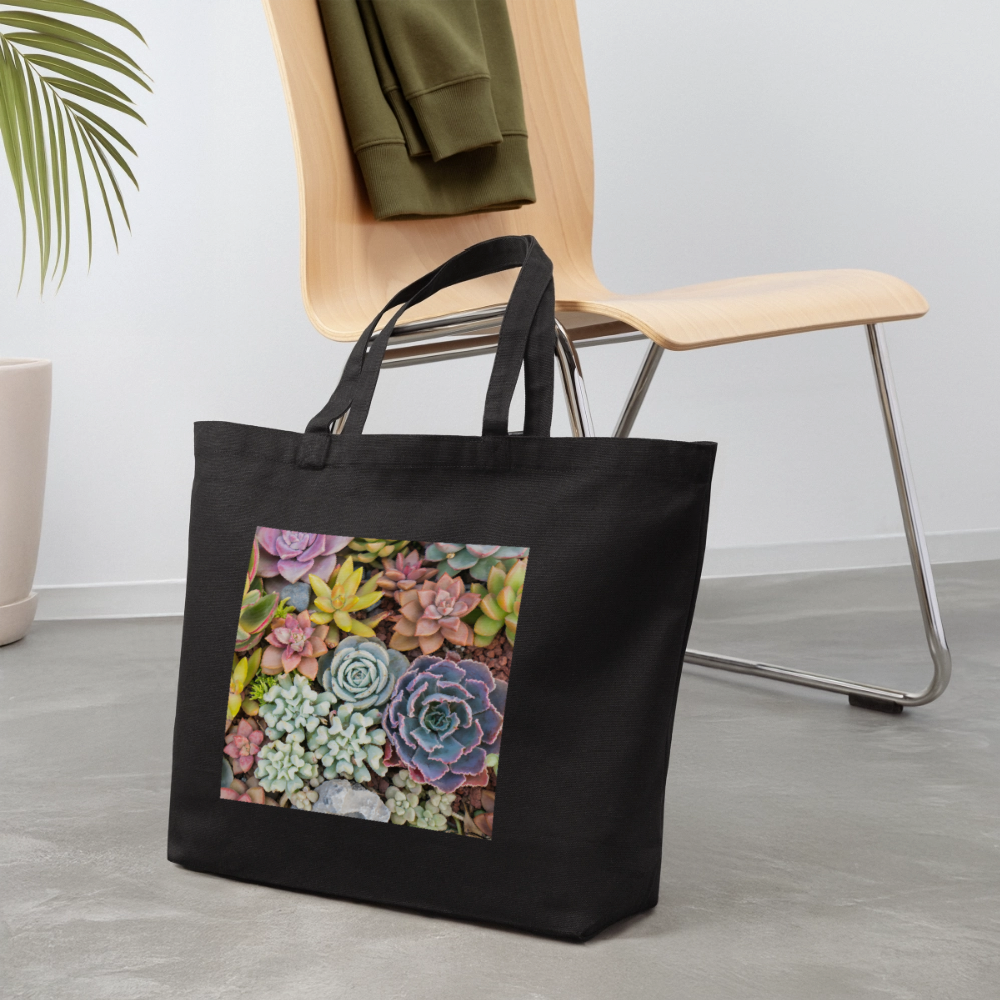Succulent Eco-Friendly Cotton Tote - black