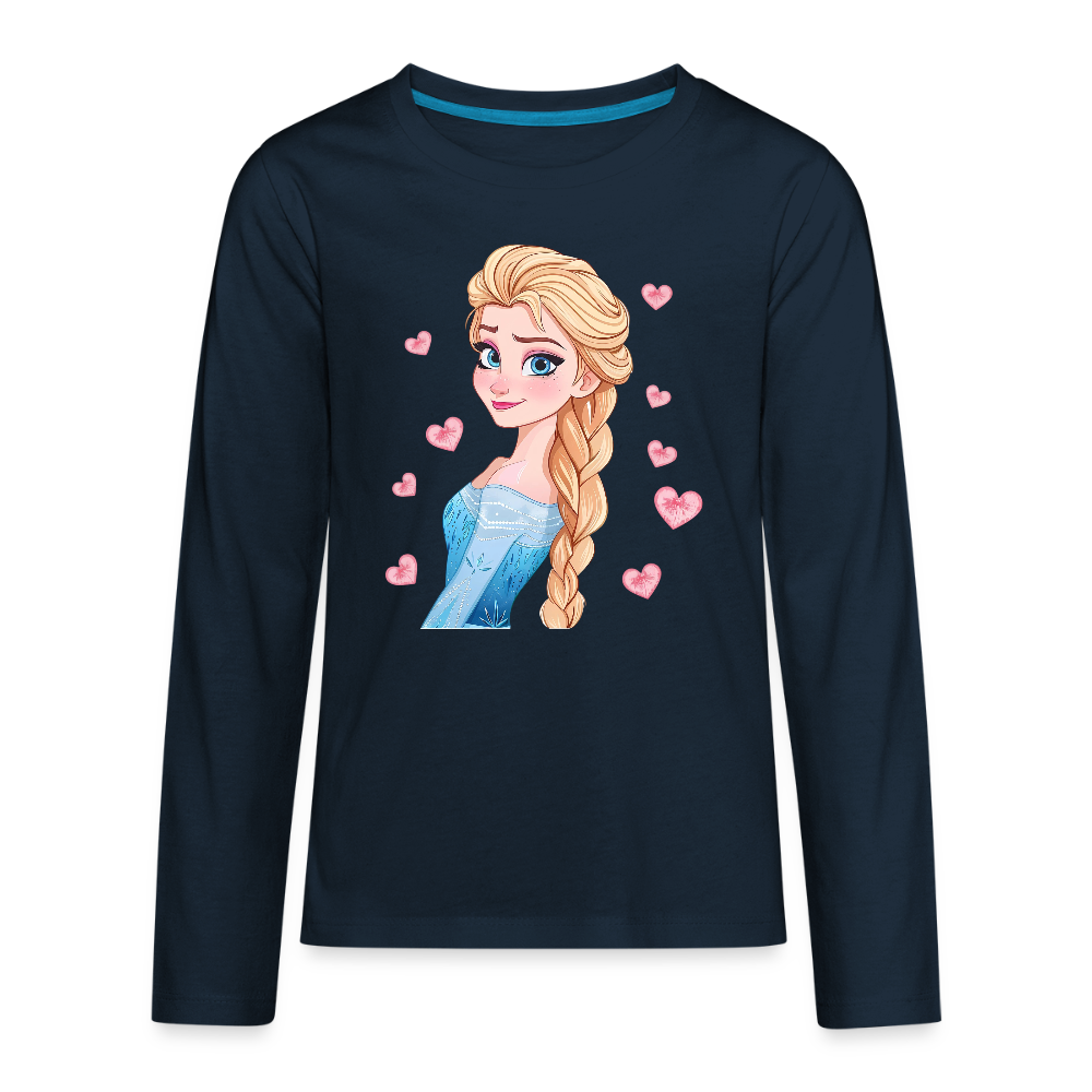 Princess With Hearts Kids' Premium Long Sleeve T-Shirt - deep navy