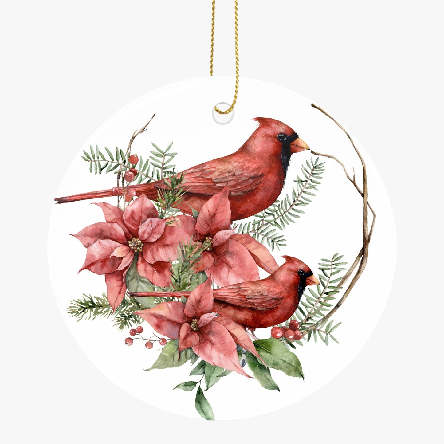 Cardinals Ceramic Circle Ornaments