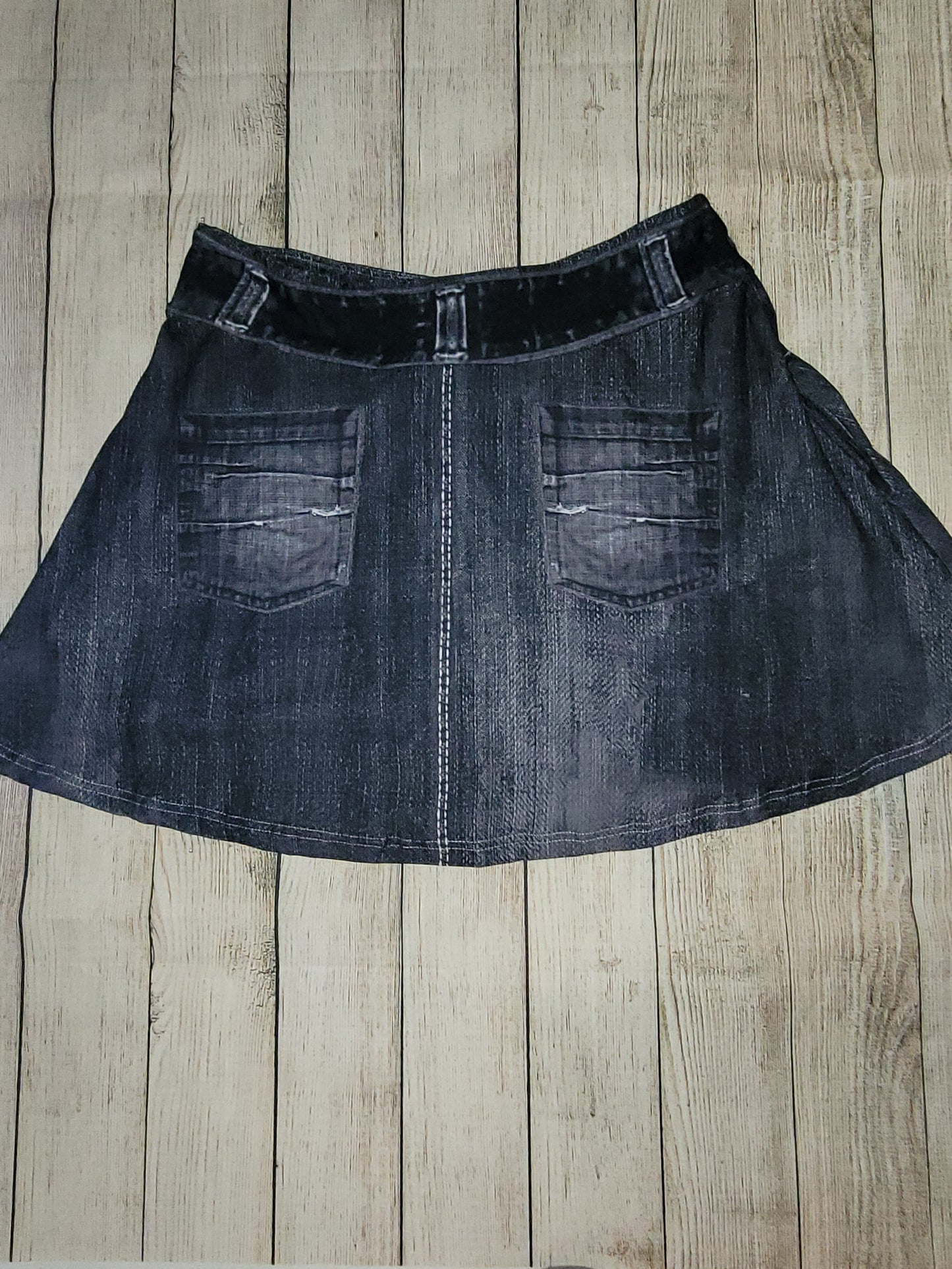 Black Faux Denim skort with pockets