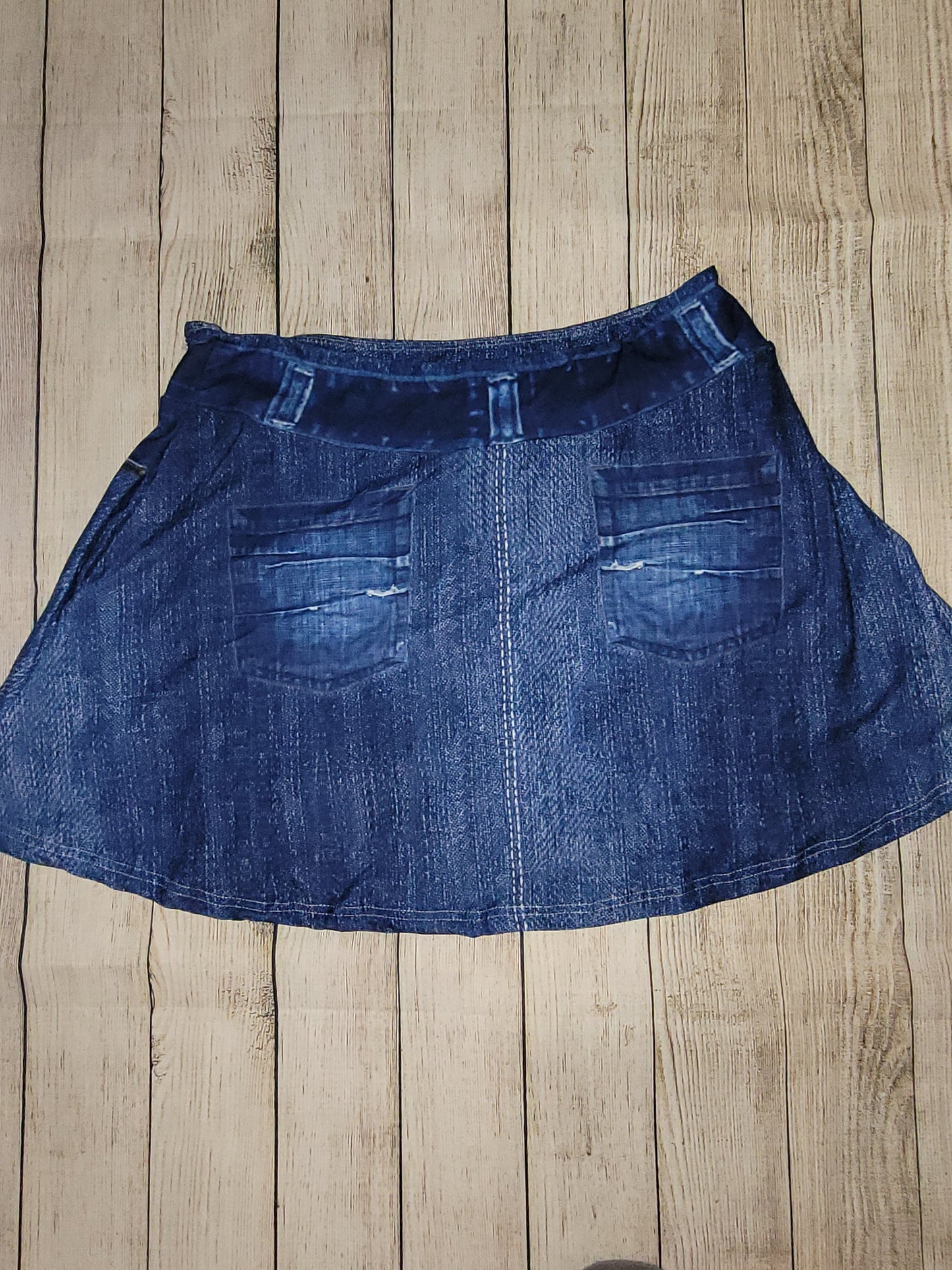 Blue Faux Denim skorts with pockets