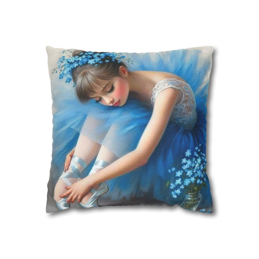 Blue Ballerina Spun Polyester Square Pillowcase