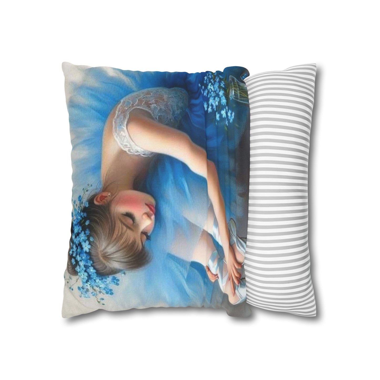 Blue Ballerina Spun Polyester Square Pillowcase