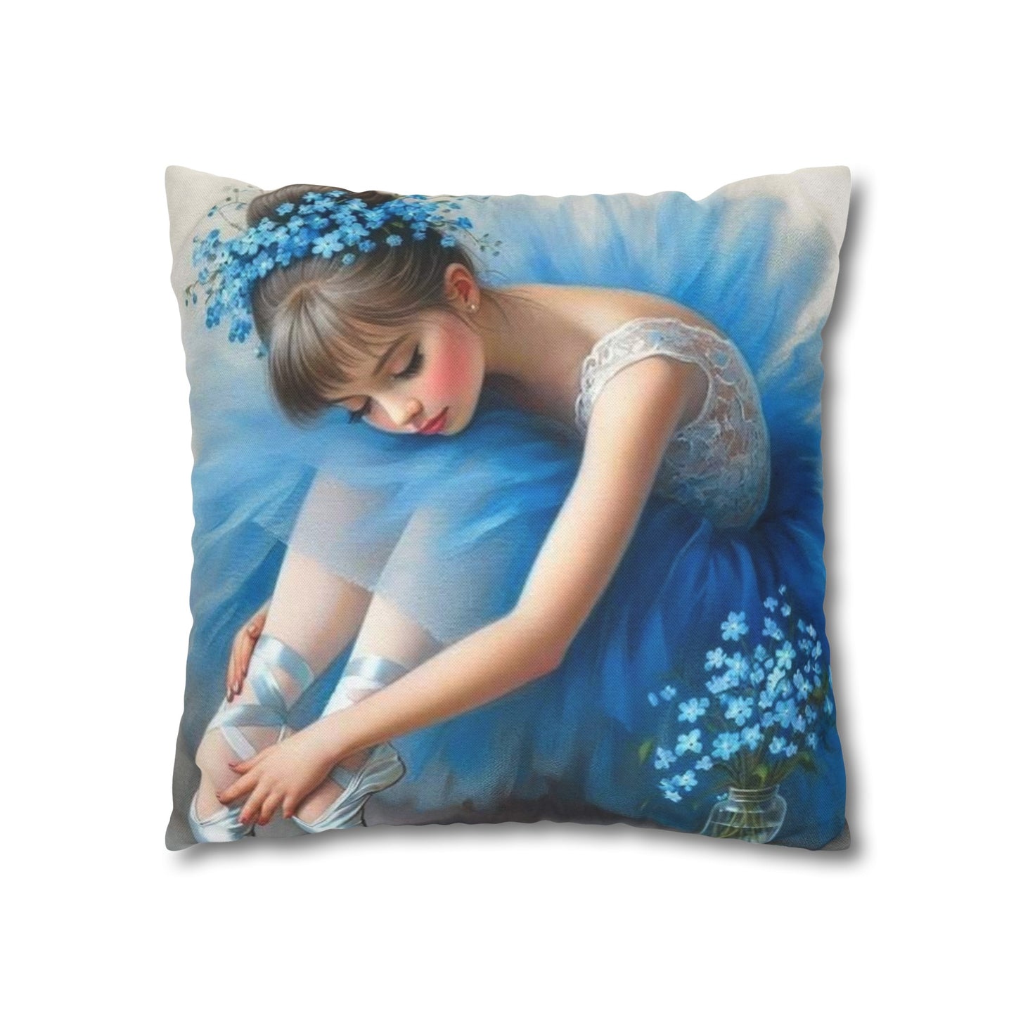 Blue Ballerina Spun Polyester Square Pillowcase