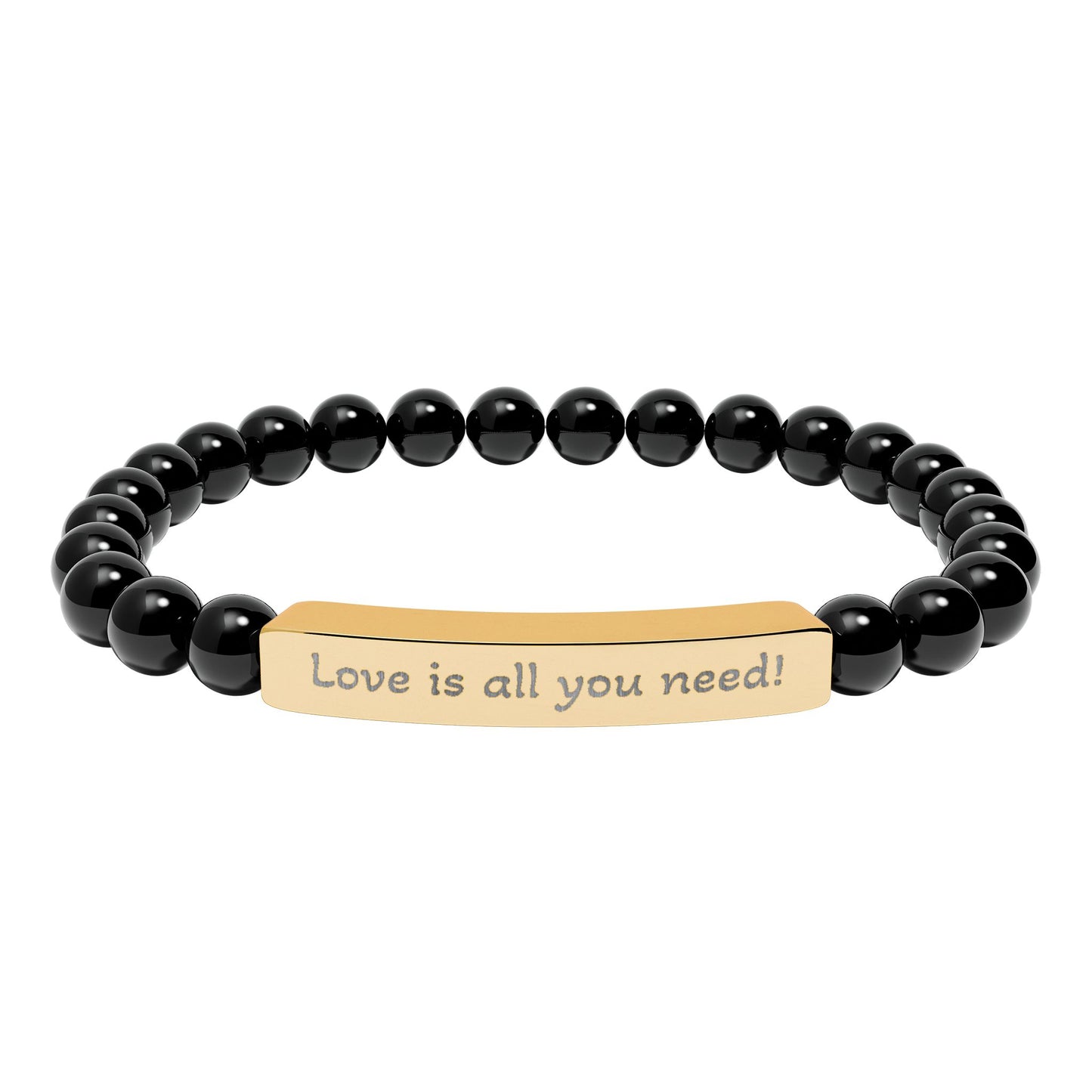 Engraved Natural Stone Stretch Bracelet — “Love is all you need!”