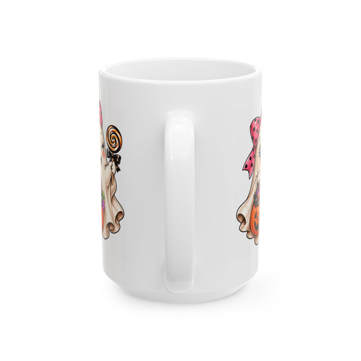 Cute Halloween Ghost Ceramic Mug with Candy Pumpkin
