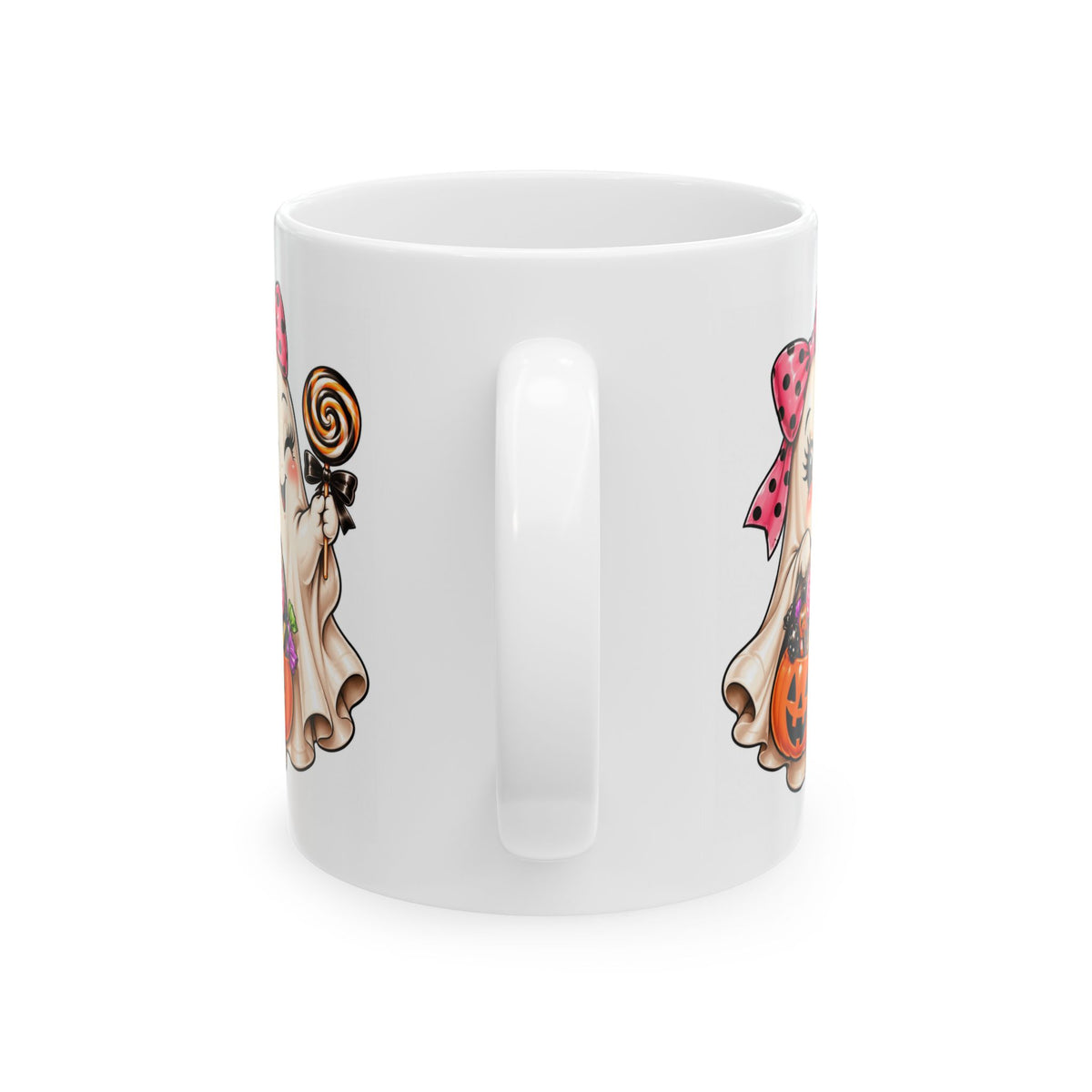 Cute Halloween Ghost Ceramic Mug with Candy Pumpkin