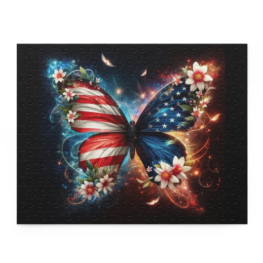 American Flag Butterfly Puzzle — Patriotic 120/252/500-Piece Jigsaw