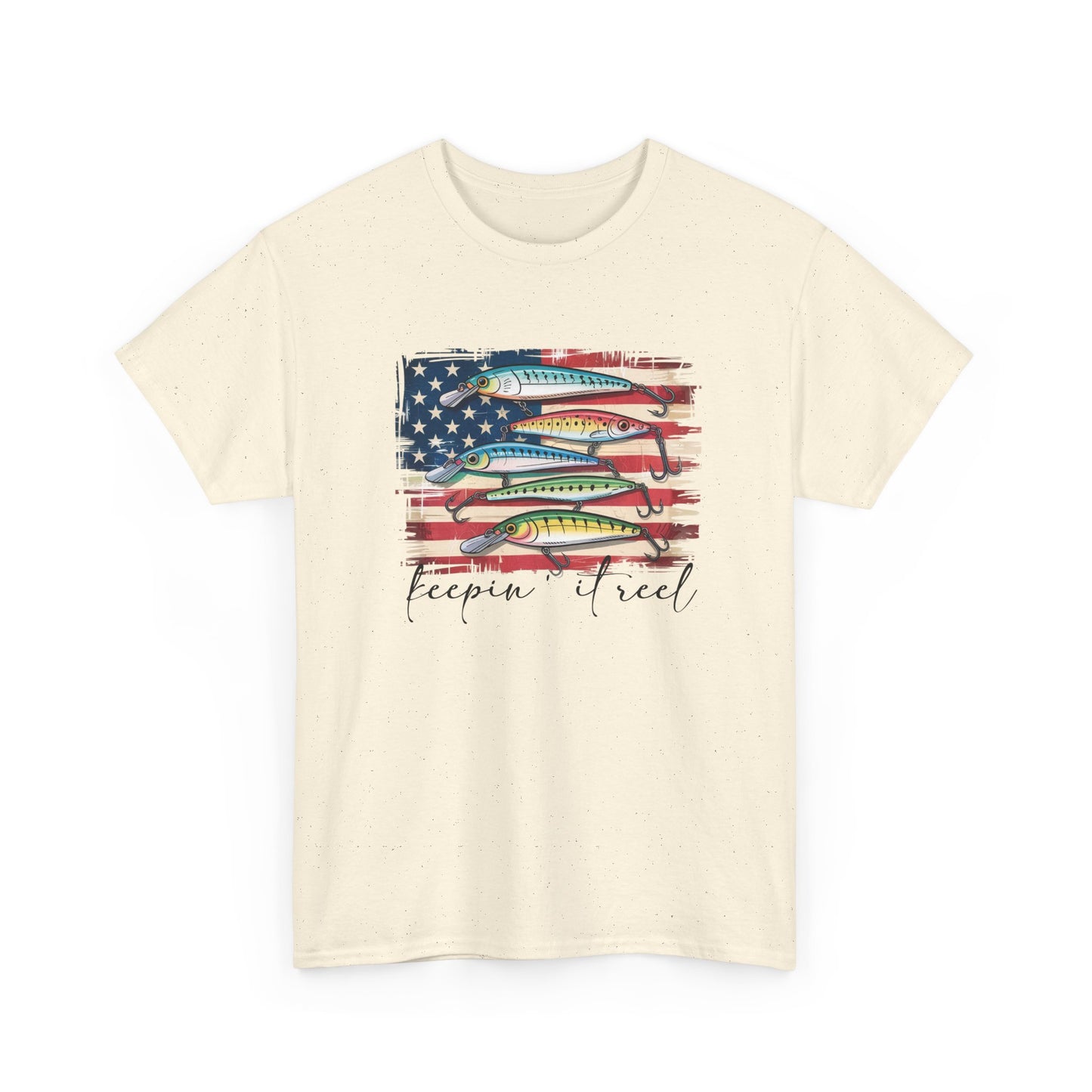 T-Shirt — American Flag Fish Graphic "Keepin' It Reel" | Patriotic Fishing Tee
