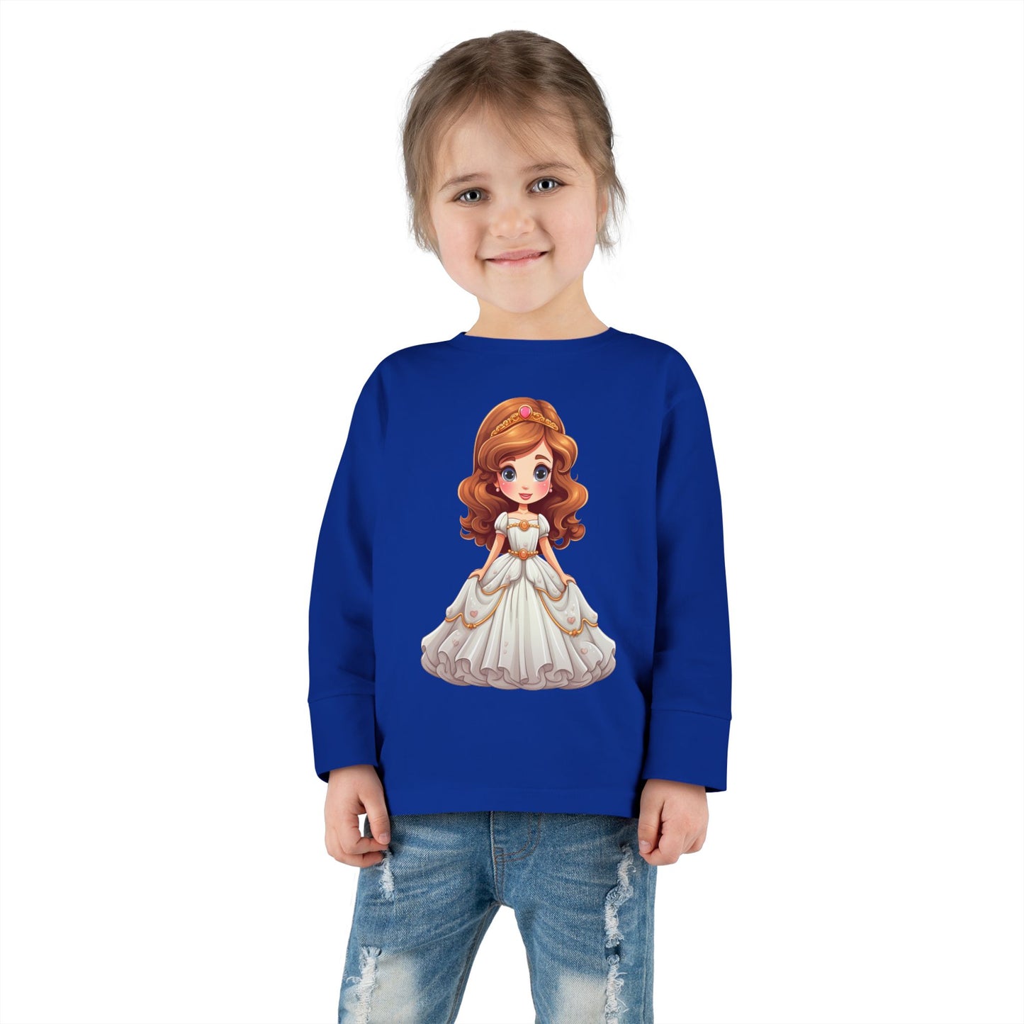Toddler Princess Long Sleeve Tee, Adorable Girl's Shirt, Birthday Gift, Dress Up Tee, Toddler Top, Cute Graphic Tee
